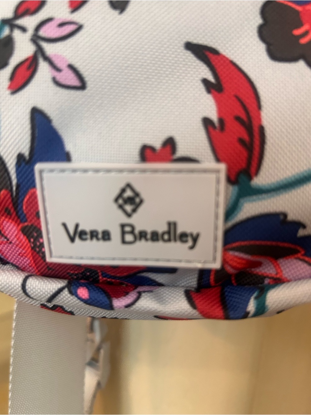 Vera Bradley White Crossbody Bag with Pink & Blue Floral Print